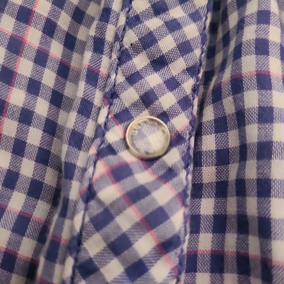  Guess Womens Button Down Shirt Sz L Gingham Check Barbie Western Pink Blue  - Picture 10 of 14